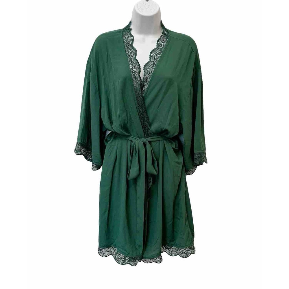 INC International Concepts Women's Size XXL Lace Trim Short Robe
